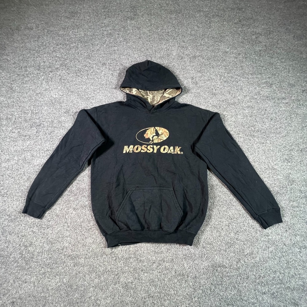 Mossy Oak Hoodie Boys L Blue Polyester Fleece-Lined Running Training Sweatshirt